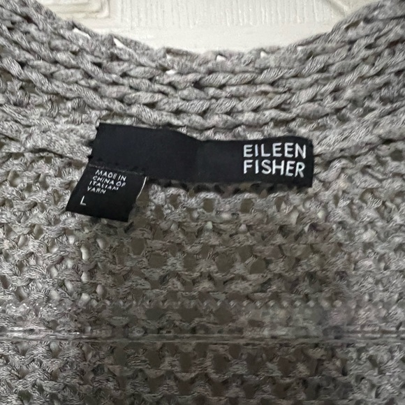 Eileen Fisher | Woven Viscose Blend Lightweight Cardigan Sweater in Light Gray - Picture 5 of 10
